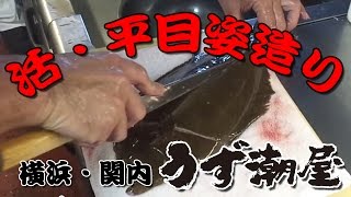 活・平目姿造り！ 《横浜・関内 活魚 海鮮居酒屋 うず潮屋》 [upl. by Asyral800]