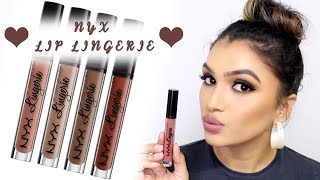 NYX LIP LINGERIE Liquid Lipsticks  Review amp Swatches  My Thoughts [upl. by Dane887]