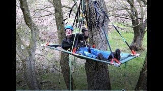 Tree Camping Portaledge Set Up in Tree [upl. by Yecart182]