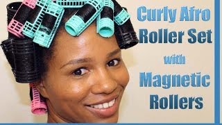 How to Roller Set Natural Hair Using Magnetic Rollers  quotCurly Afro Spiral Curlsquot [upl. by Nerha548]