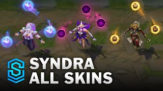 Syndra All Skins  Syndra Midscope Update  League Of Legends [upl. by Aneda]