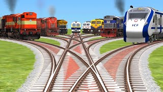 8 Trains Crossing By Bumpy💎 Grandient Tracks  train wale cartoon video  railworks 3 [upl. by Happy720]