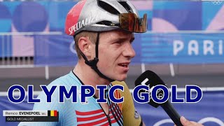 REMCO EVENEPOEL INTERVIEW AT THE FINISH  GOLD MEDAL  OLYMPIC GAMES 2024 [upl. by Anerual]