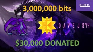 30000 Donated on Twitch  3000000 Bits  davej974 [upl. by Ahseki86]