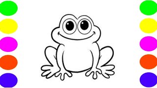 Colouring Frog with cute eyes easy and beautiful Drawing Painting for kidstoddlersfrog [upl. by Ru71]