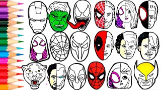 🔴 How To Draw Avengers Superhero  Marvels SpiderMan Deadpool Panter Venom FACES  Compilation [upl. by Nerac353]