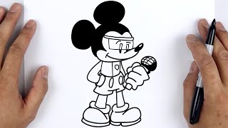 HOW TO DRAW NEO MICKEY MOUSE SUICIDE  Friday Night Funkin FNF  Easy Step By Step Tutorial [upl. by Grosmark]