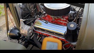 1954 454 Powered Willys Custom Pickup Cold Start [upl. by Nosnor]