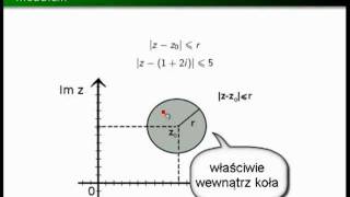 Nierówność z modułem liczby zespolonej  interpretacja geometryczna [upl. by Ainolopa]