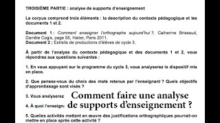 CRPE  Comment faire une analyse de supports pédagogiques  Un exemple en français [upl. by Corly]