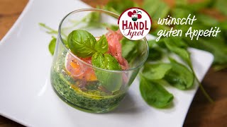 Leichtes Karree auf Spinat und Ei im Glas  Rezept von HANDL TYROL [upl. by Llesirg]