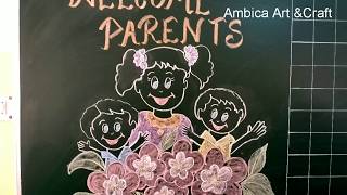 School blackboard decoration ideas for PTMsimpleessayblackboard designs on PTMBeautiful chalkidas [upl. by Dachy644]