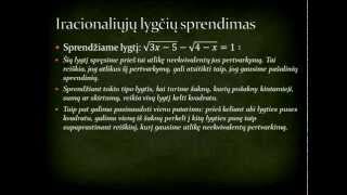 quotMatematika lengviauquot Iracionaliosios lygtys 5 pamoka 11 klasei [upl. by Eekaz]