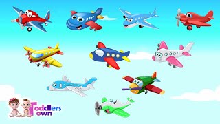 10 little Airplanes  Kids Songs  Count to 10  Aeroplanes Children Rhymes [upl. by Maroj]