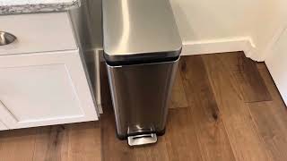 Home Zone Living 12 Gallon Slim Kitchen Trash Can Stainless Steel Step Pedal Review [upl. by Yekcor427]