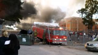 Warning Strong Language Fire Truck Crashes Into Concrete Barrier [upl. by Mosi]