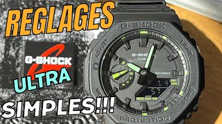 Réglages faciles G Shock GA2100 heure été et hiver fuseau horaire date Easy settings [upl. by Aisorbma]