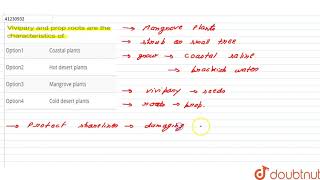Vivipary and prop roots are the characteristics of [upl. by Yhtuv92]
