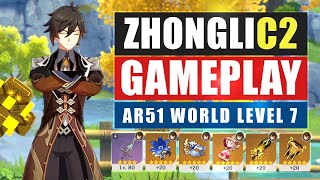 C2 Zhongli Lvl80 Gameplay  Genshin Impact 11  AR51  World Level 7 [upl. by Kind]