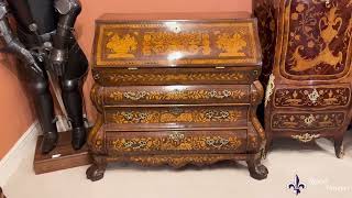 Antique Dutch Burr Walnut Floral Marquetry Bureau c1780 [upl. by Ddahc]