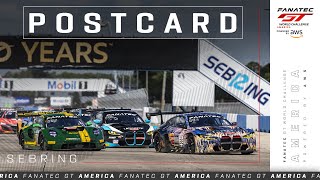 POSTCARD  Sebring International Raceway  Fanatec GT World Challenge America powered by AWS 2024 [upl. by Nnairak]