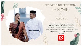 DnNITHIN weds NAVYA  Wedding Ceremony  StMarys Othodox Syrian Church  Kottoor  LIVE [upl. by Ivar964]