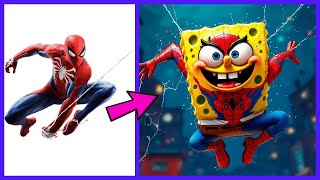 SpongeBob Takes on MARVEL and DC in EPIC Superhero Showdown 2024 [upl. by Rubie]