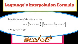 Using the Lagrange’s formula prove that y0  1 2 y1  y−1 − 1 8 1 2 y3 − y1 − 1 2 y−1 − y−3 [upl. by Seadon]