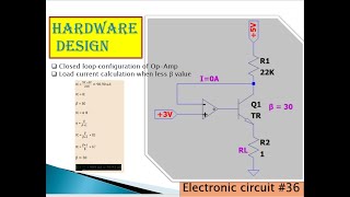 Electronic circuit 36  Op Amp  Closed Loop  Less beta  Emitter current  load Current [upl. by Colyer]