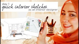 How to Quick Sketch Interior Design  Quick Sketching Techniques [upl. by Mailli]