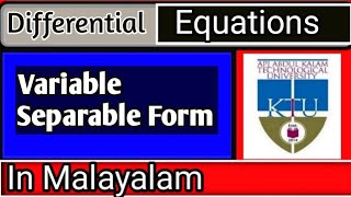 Variable separable form in malayalam  solution of first order first degree differential equation [upl. by Helfant]