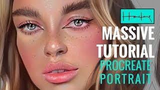 MASSIVE tutorial  Portrait painting on Procreate iPad Paint with Haze [upl. by Bobina]