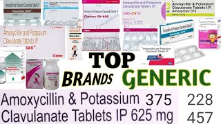 TOP GENERIC AMOXYCLAV AMOXICILLIN potassium clavulanate medicine brands in indian market [upl. by Yednarb]