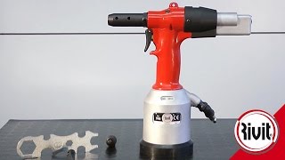 Rivit RIV998 ENG tool for rivet nuts from M3 to M12 hydropneumatic stroke adjustment [upl. by Anaicul]