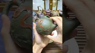 Yixing Dark Green Clay Dragon Hanwa Teapot [upl. by Henriha]