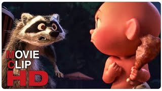 INCREDIBLES 2 Exclusive Sneak Peek Jack Jack Vs Raccoon  Full Fight Scene  2018 Movie CLIP HD [upl. by Esorbma]