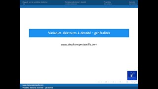 Introduction aux variables aléatoires à densité [upl. by Gabriell]