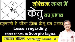 केतु का वृश्चिक लग्न के विभिन्न भावों में शुभअशुभ प्रभाव  effect of Ketu in Scorpio lagna lec87 [upl. by Rapp]