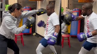 Floyd Mayweather practicing Signature PULL COUNTER Move at 46 Years Old [upl. by Sandstrom807]