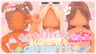 AESTHETIC SUMMER ROBLOX OUTFITS  w codes amp links  alovriee ̥ ✿˚ 🌴🌺 [upl. by Nibla]