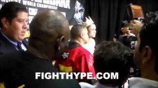 ADRIEN BRONERS TRAINER MIKE STAFFORD CONGRATULATES MARCOS MAIDANA AFTER VICTORY [upl. by Vipul]