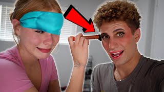 Doing My EX BOYFRIENDS Make Up Blindfolded [upl. by Janifer]