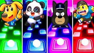 Sheriff Labrador And Babybus Vs Police Officer Vs Bad Guy Broke I Tiles Hop EDM Rush Games [upl. by Pucida]