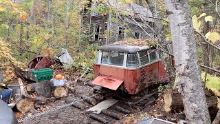 Parked 60 Years in the Woods Vw Bus  Found Dug amp Pulled Out  Old Car Rescue [upl. by Annavaj689]