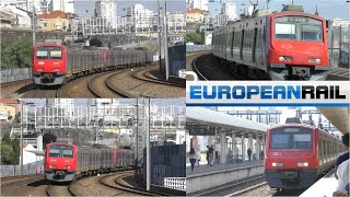 Portugal2018 Comboios de Portugal Suburbano Trains  Estação de Santa Cruz Damaia  Linha de Sintra [upl. by Annekcm]