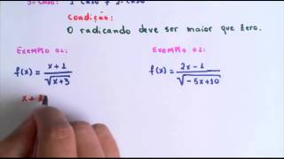 Aula 10  Domínio de uma função Variável no denominador e no radicando [upl. by Assiralk]