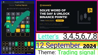 Binance Word of the Day Answer Today 12 September 20245 Letter Binance Word of the Day Answer [upl. by Narib]