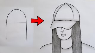 Very Easy Girl drawing for beginners How to draw Beautiful girl easy Easy and beautiful drawings [upl. by Ditter]