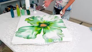 Surprising Vibrant GREEN💚  Incredible Final Dutch Pour Flower Painting [upl. by Phare]