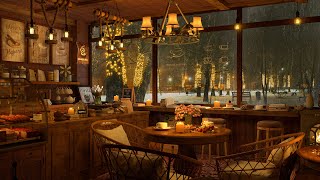 4K Cozy Coffee Shop Ambience amp Crackling Fireplace ☕ Smooth Jazz Music to RelaxStudyWork to [upl. by Quin]